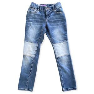 Boyfriend Skinny Jeans Mixed Denim Patchwork Distressed Old Navy Adjustable Sz 6